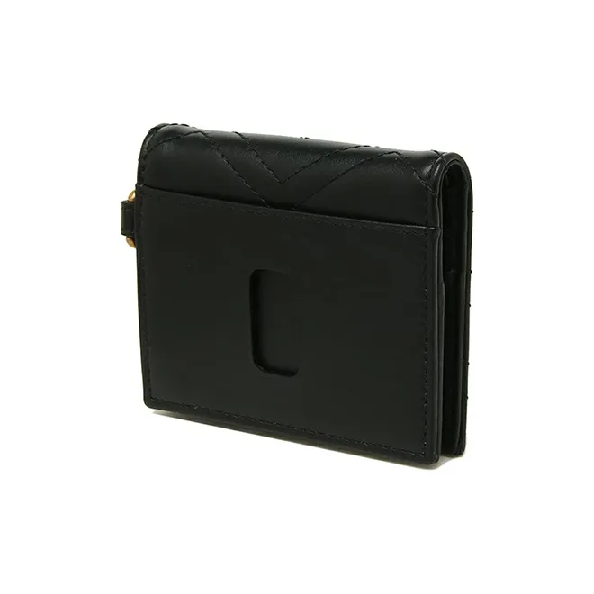 GUCCI Marmont Quilting Leather Pendant Wallet Money Clip Women's Black-3