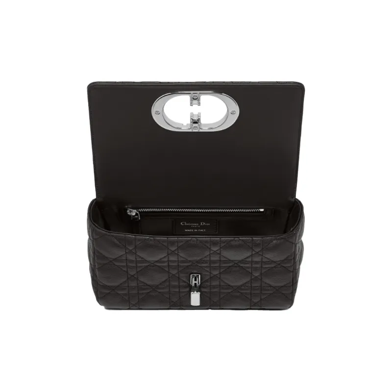 DIOR Soft Cannage Calfskin With Leather Crossbody Bag, Shoulder Bag Women's Black-3