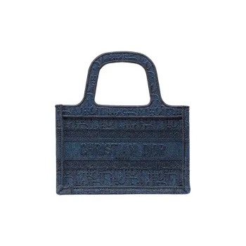 DIOR BookTote Canvas Canvas Bag Tote Bag Shopping Bag Handbag Mini Women's Blue