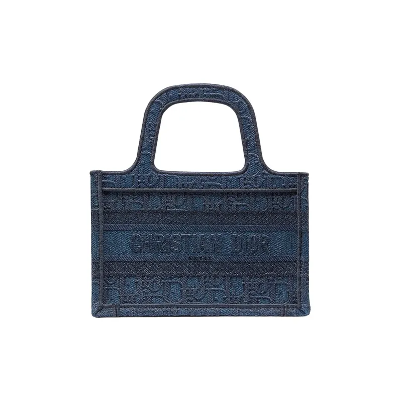 DIOR BookTote Canvas Canvas Bag Tote Bag Shopping Bag Handbag Mini Women's Blue-0