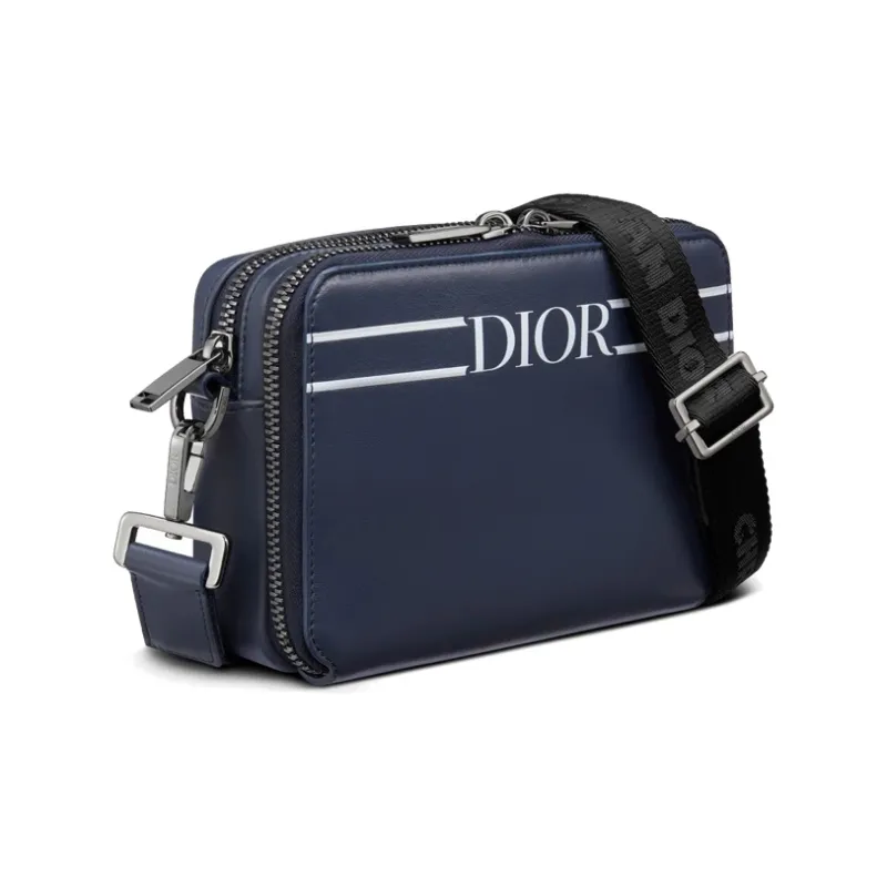DIOR Calfskin Shoulder Bag Men's Navy-1