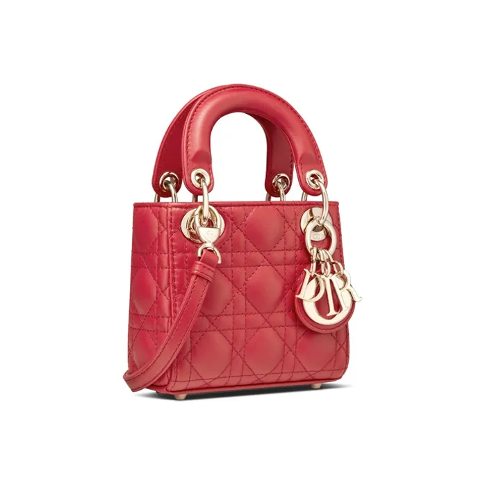 DIOR Lady Dior Sheepskin Dior Bag Shoulder Bag Crossbody Bag Handbag Extra Mini Women's Red-1