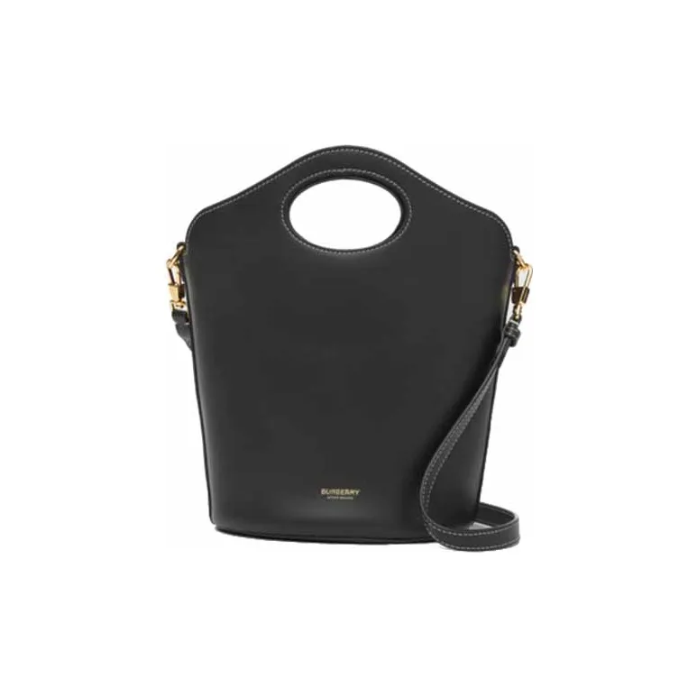 Burberry Pocket Bag Canvas Cow Leather Handbag Small Size Women's Black-0