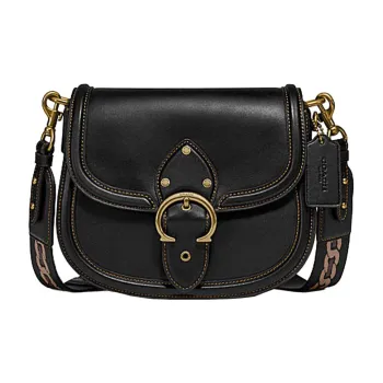 COACH Leather Saddle Bag Shoulder Bag Crossbody Bag Small Size Women's Black
