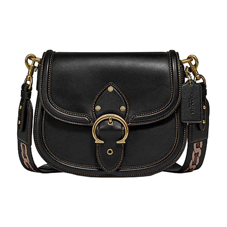 COACH Leather Saddle Bag Shoulder Bag Crossbody Bag Small Size Women's Black-0
