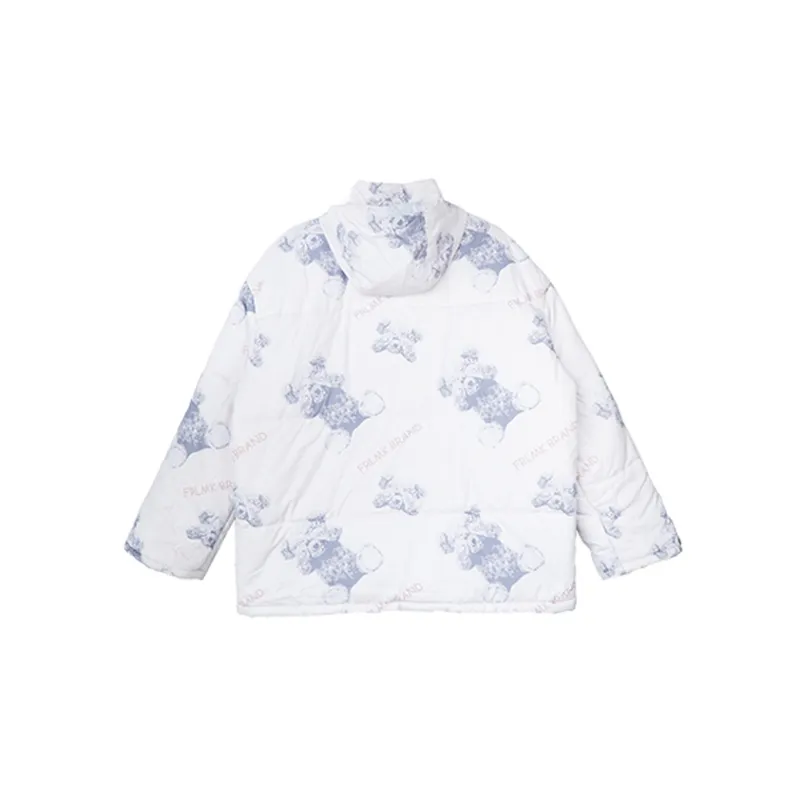 FRLMK Puffer Jackets Unisex Blue With White Lettering-1