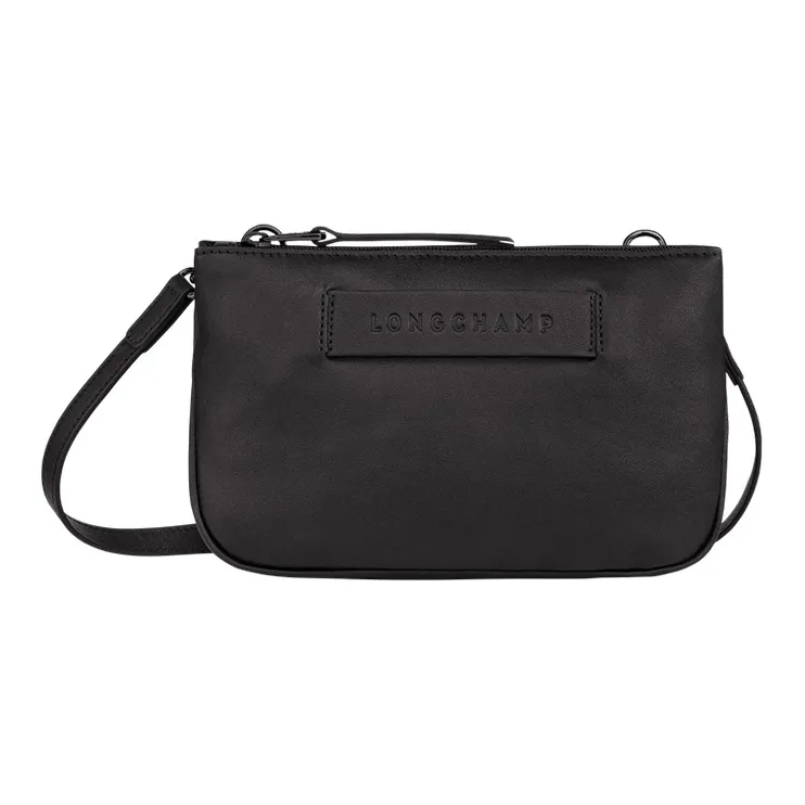LONGCHAMP 3D Leather Shoulder Bag Crossbody Bag Women's Black-0
