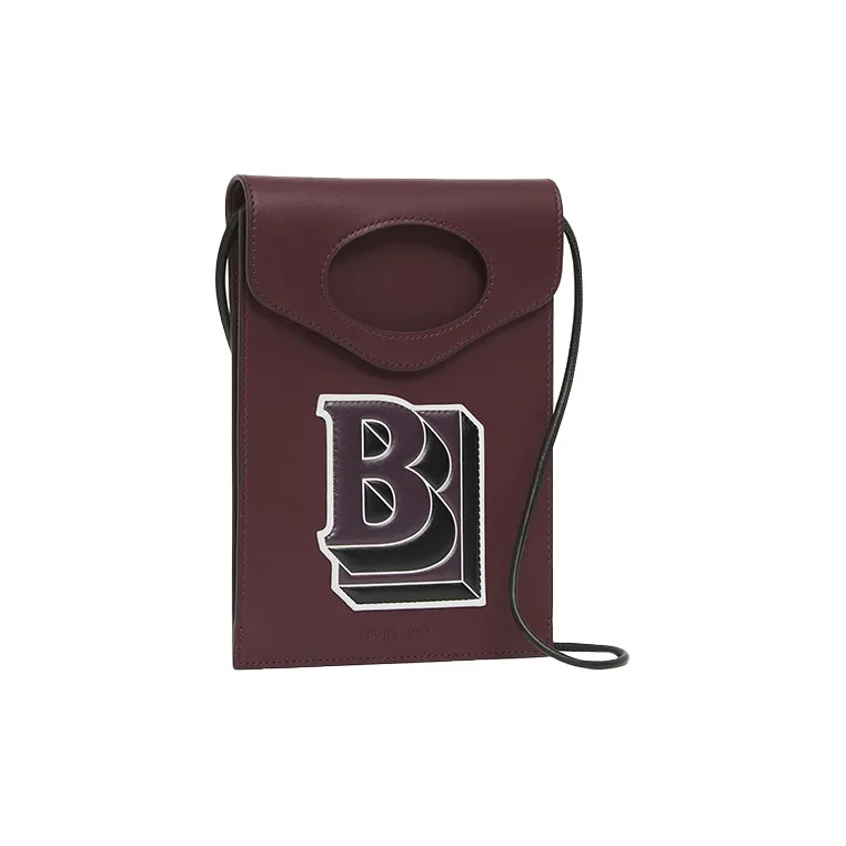 Burberry Pocket Bag Cow Leather Pocket Shoulder Bag Necklace Pouch Cell Phone Pouch Men's Deep Chestnut-2