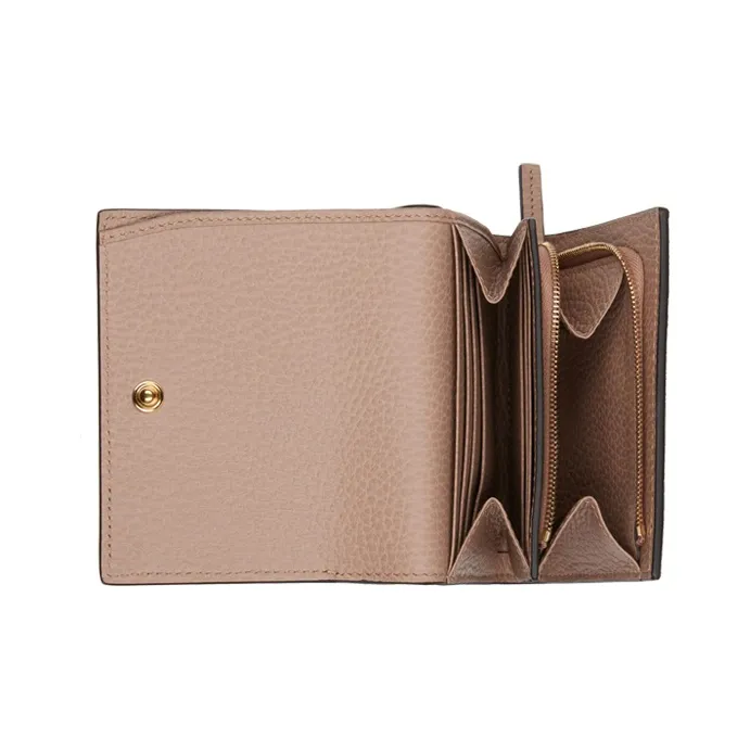 GUCCI Canvas With Leather Wallet Women's Ebony Beige-1