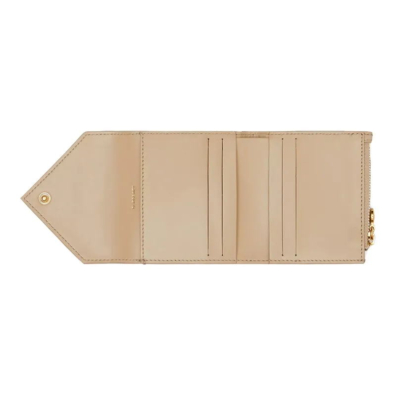 Burberry Cow Leather Money Clip Card Holder Envelope Bag Clutch Wallet Women's Beige-2