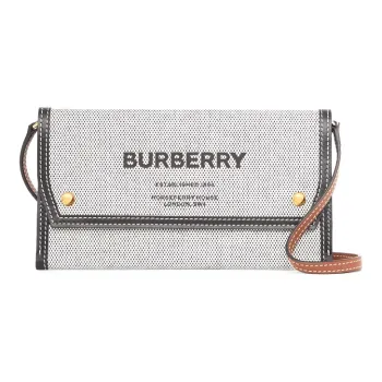 Burberry Horseferry Canvas Cell Phone Case Shoulder Bag Crossbody Bag Clutch Cell Phone Pouch Unisex Gray/Black
