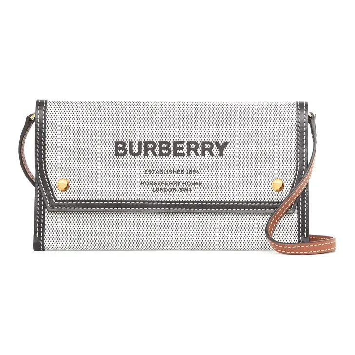 Burberry Horseferry Canvas Cell Phone Case Shoulder Bag Crossbody Bag Clutch Cell Phone Pouch Unisex Gray/Black-0