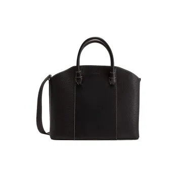 Furla Soft Calfskin Patchwork Grain Calfskin Tote Bag, Shopping Bag, Shoulder Bag Large Size Women's Black