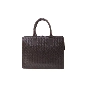 Bottega Veneta Cow Leather Briefcases Handbags Men's Coffee