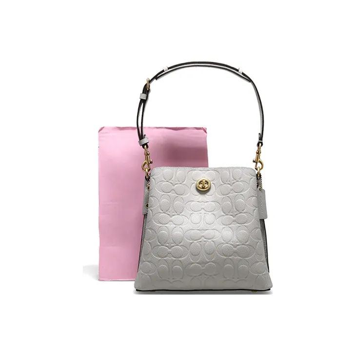 COACH Willow Litchi Grain Leather Bucket Bag, Handbag, Shoulder Bag Trumpets Women's Dove Gray-5