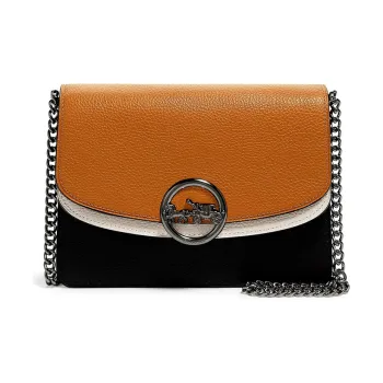 COACH Jade Leather Chain Bag, Shoulder Bag, Crossbody Bag Medium Size Women's Orange, White, Black, Multicolor
