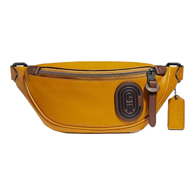 COACH Rivington Leather Shoulder Bag Crossbody Bag Sling Bag Fanny Pack Medium Size Men's Yellow-0