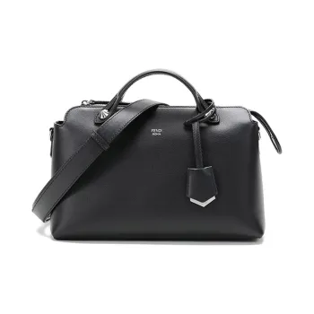 FENDI By The Way Series Calfskin Boston Bag Handbags Medium Size Women's Black
