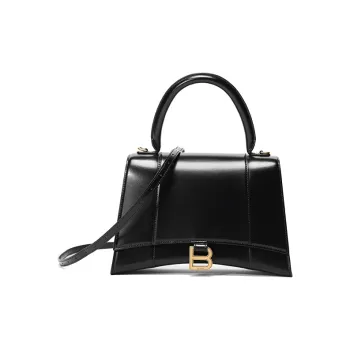 Balenciaga Hourglass Smooth Cow Leather Hourglass Bag Shoulder Bag Crossbody Bag Handbag Unisex Black