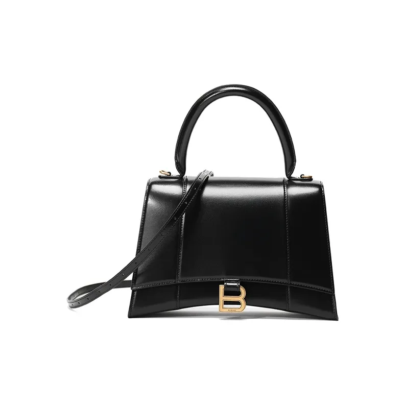 Balenciaga Hourglass Smooth Cow Leather Hourglass Bag, Shoulder Bag, Crossbody Bag, Handbag Unisex Black-0