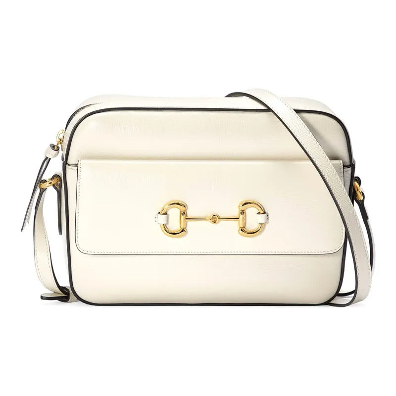 GUCCI Horsebit 1955 Leather Camera Bags Crossbody Bag Shoulder Bag Women's White-0