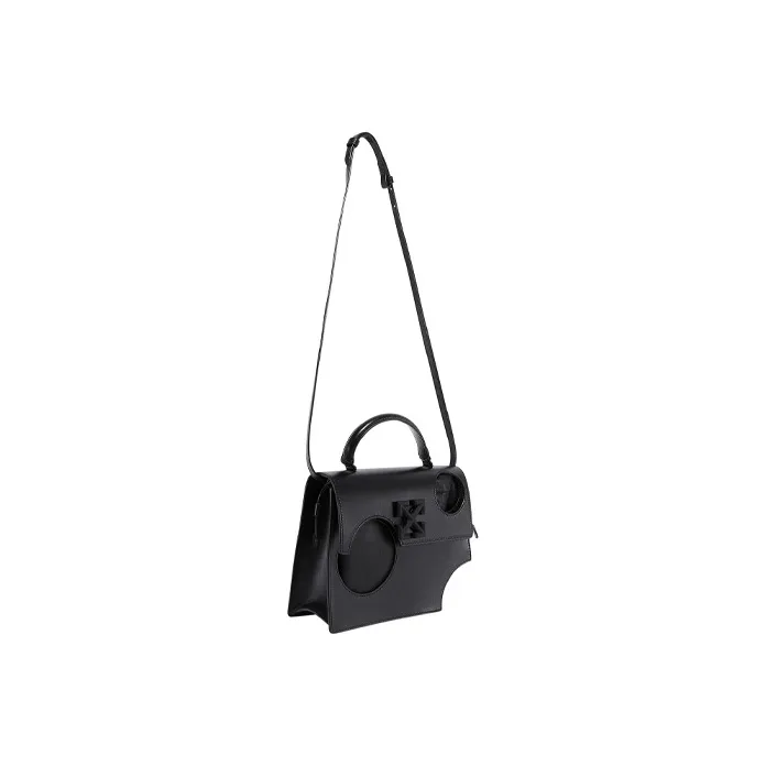 OFF WHITE Leather Crossbody One Shoulder Handbags Women's Black-5