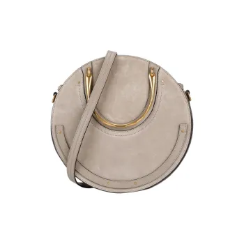 Chloe Cow Leather One Shoulder Handbag Crossbody Bag Medium Size Women's Gray