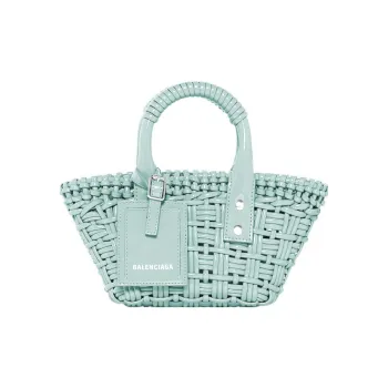 Balenciaga BISTRO Cow Leather Basket Bag, Handbag, Crossbody Bag, Shoulder Bag Women's Light Blue