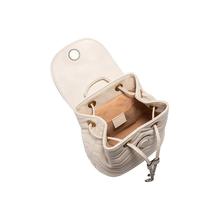 GUCCI Marmont Quilting Leather Backpack Mini Women's White-4