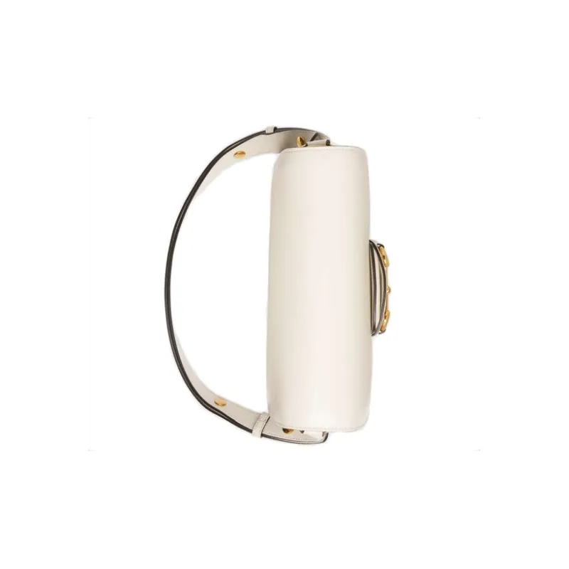 GUCCI Leather Saddle Bag, Crossbody Bag, Shoulder Bag Women's White-4