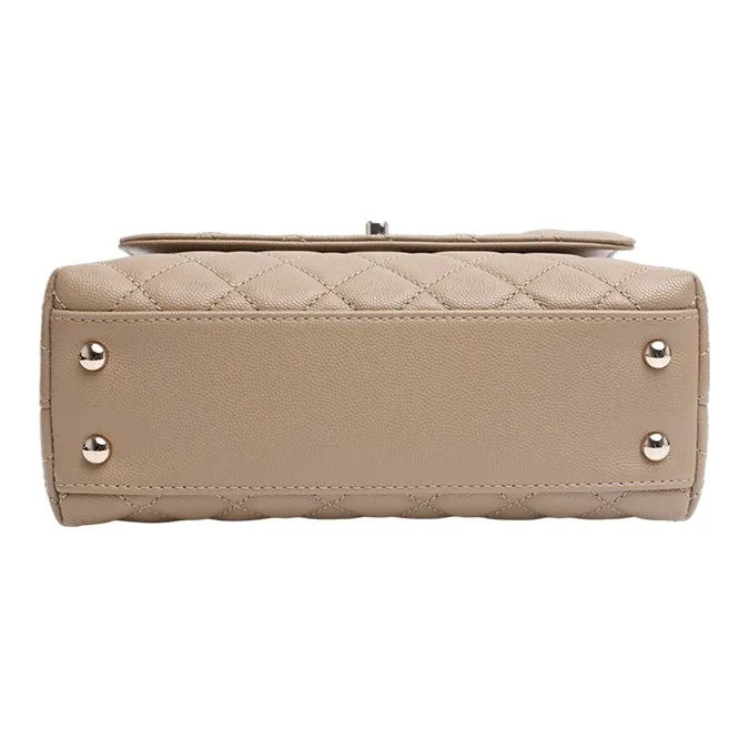 CHANEL Grain Calfskin Shoulder Bag, Handbag, Crossbody Bag Women's Beige-2