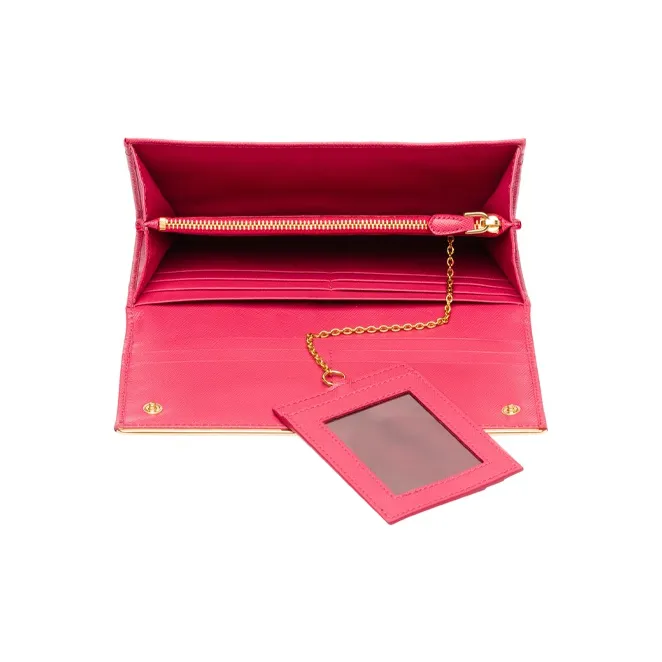 PRADA Saffiano Leather Wallet Women's Pink Peony-4