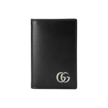 GUCCI GG Marmont Leather Card Clip Card Holder Men's Black