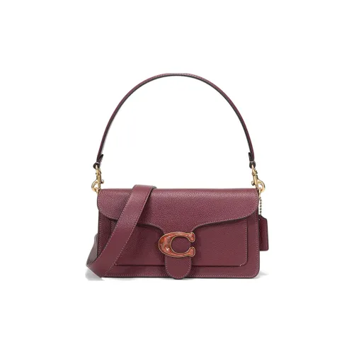 COACH Tabby Solid Color Leather Shoulder Bag Handbag Medium Size Women's Burgundy