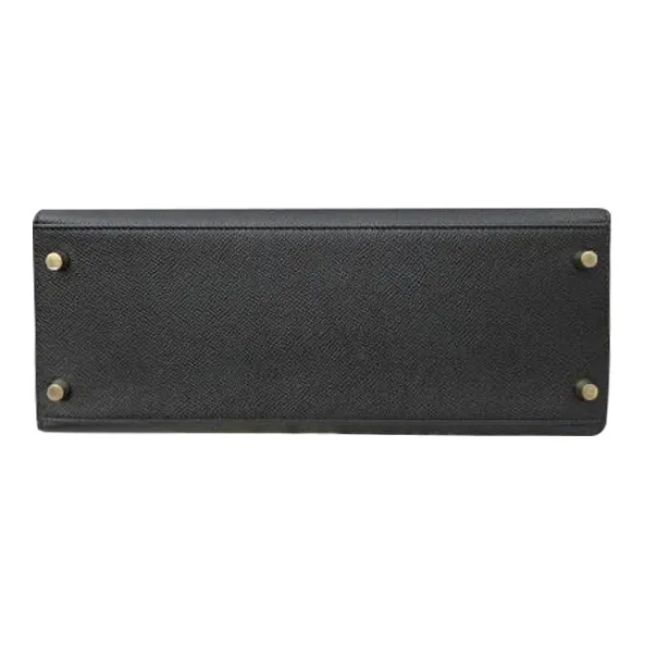 HERMES Kelly Epsom Leather Handbag Regular Women's Noir Black-4