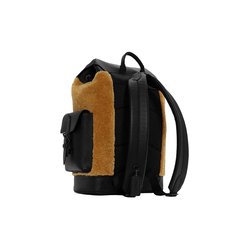 COACH Hudson Wool Backpack Regular Men's Brown Yellow-2