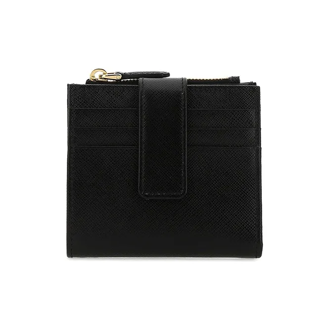 PRADA Saffiano Leather Wallet Women's Black-1