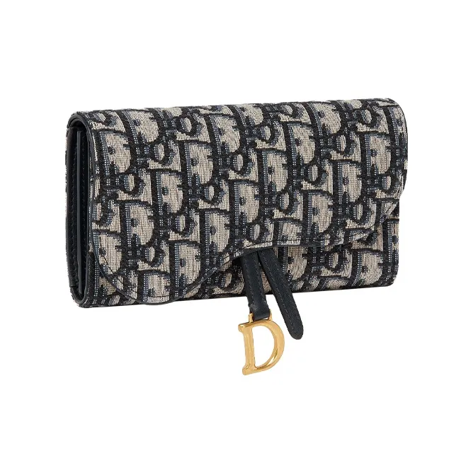 DIOR Saddle Canvas Bag Wallet Women's Denim Blue-1
