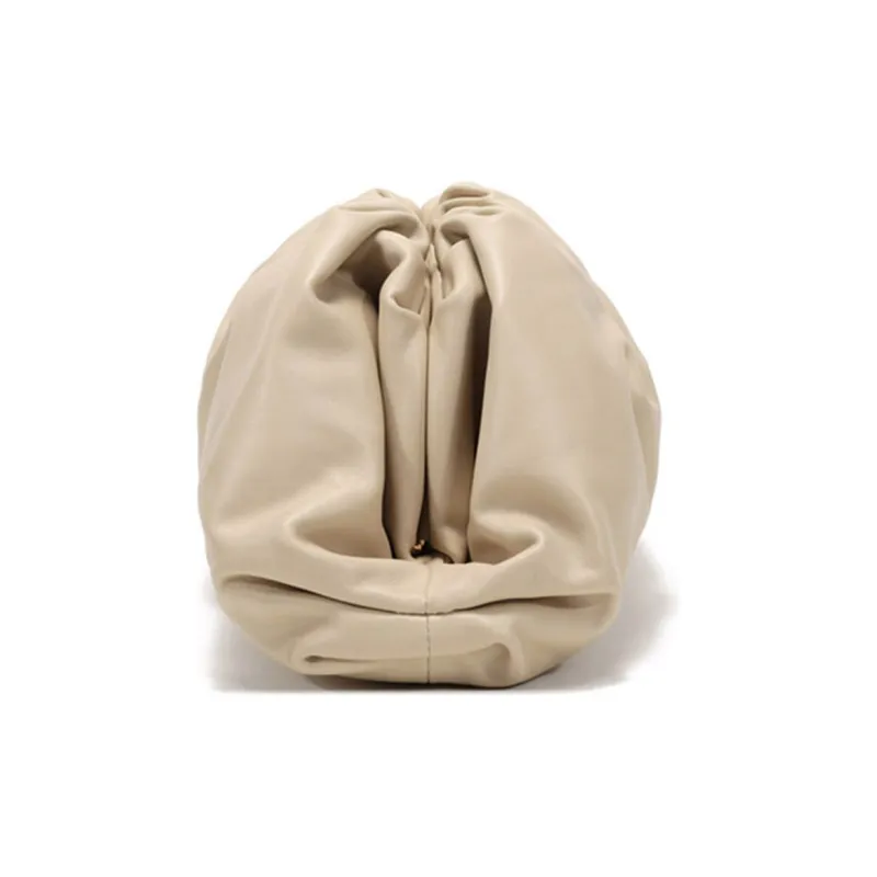 Bottega Veneta Leather Cloud Bag Clutch Tubas Women's Oat-2