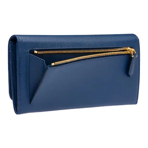 PRADA Cowhide Leather Wallet Women's Cornflower Blue-3