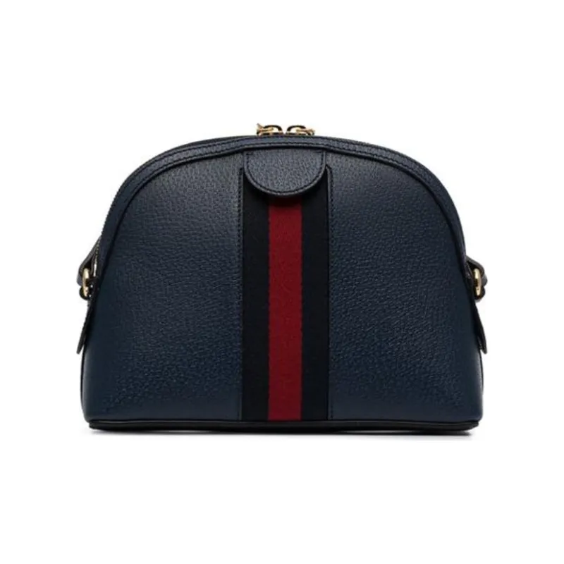 GUCCI Ophidia Leather Dome Bag, Shoulder Bag, Crossbody Bag Trumpets Women's Dark Blue-1