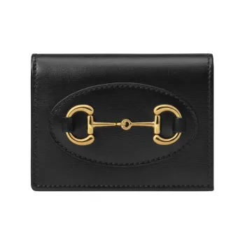 GUCCI Leather Card Holder, Wallet Regular Women's Black