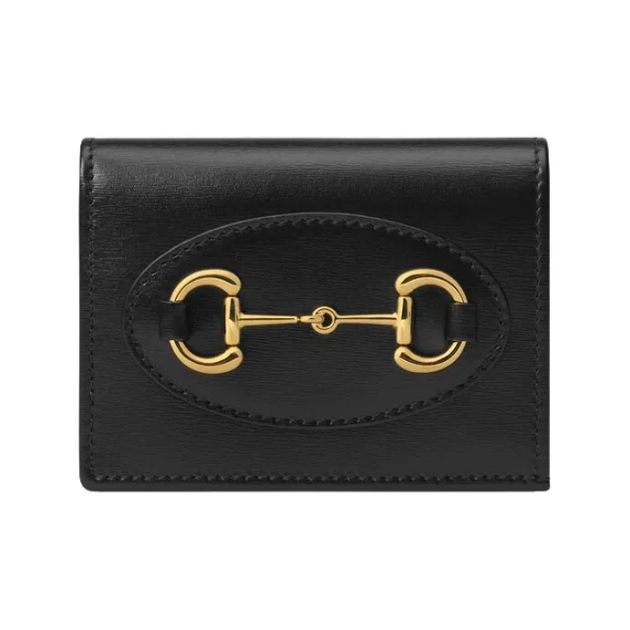 GUCCI Leather Card Holder, Wallet Regular Women's Black-0