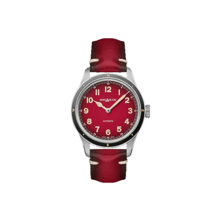 MONTBLANC Automatic Mechanical Movement Men's Watches Watch 40mm Red Watch Dial Stainless Steel Watch Case-0