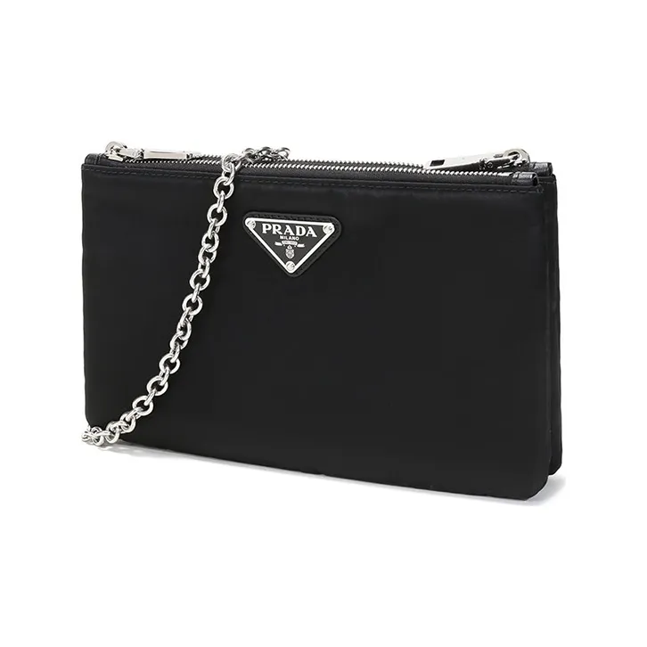PRADA Fabric Clutches Crossbody Bag Shoulder Bag Women's Black-1
