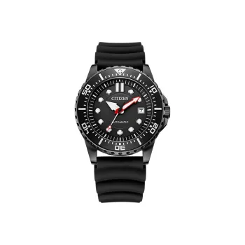 CITIZEN Mechanical Movement Rubber Strap Watch Men's Watch Black Dial