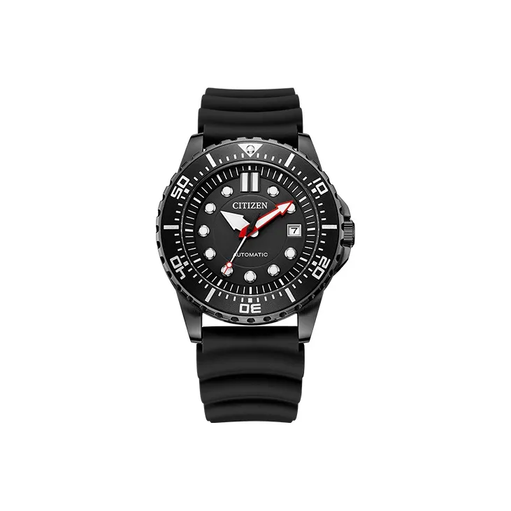 CITIZEN Mechanical Movement Rubber Strap Watch Men's Watch Black Dial-0