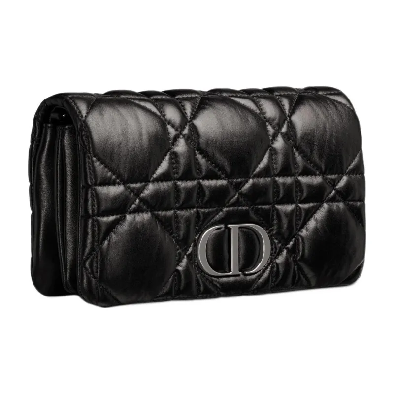 DIOR Cow Leather Shoulder Bag Crossbody Bag Clutches Regular Women's Black Silver-3
