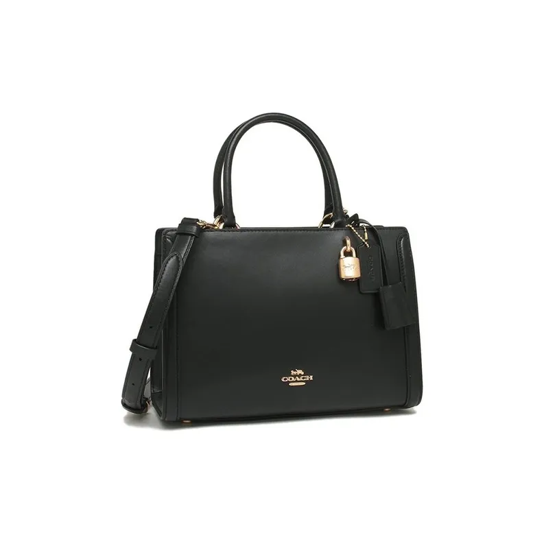 COACH Zoe Calfskin Small Square Bag Lockhead Bag Handbag Shoulder Bag Crossbody Bag Medium Size Women's Black-1