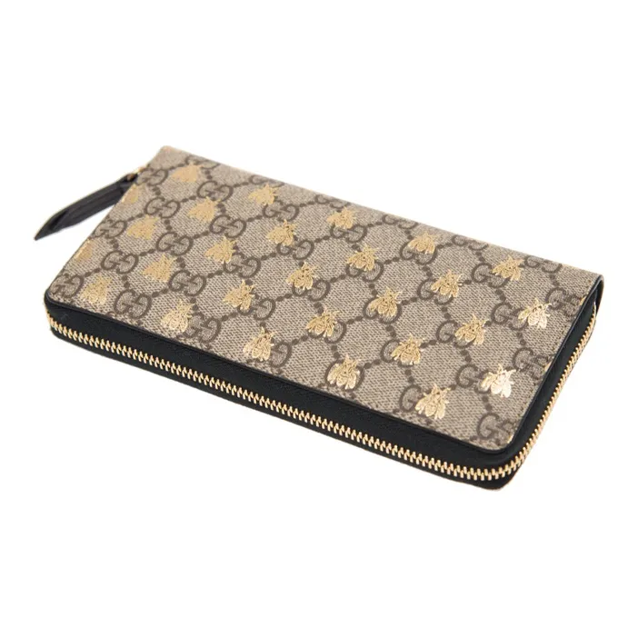 GUCCI Canvas With Leather Wallet Unisex Ebony/Black-4